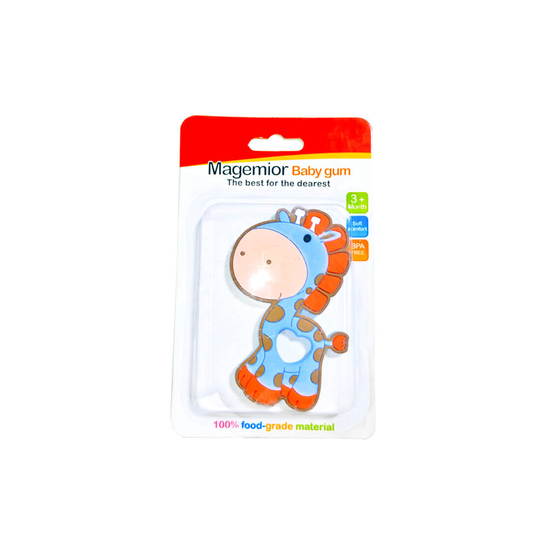 Giraffe Shape Silicone Teether Flexible and Durable Chewable -Blue