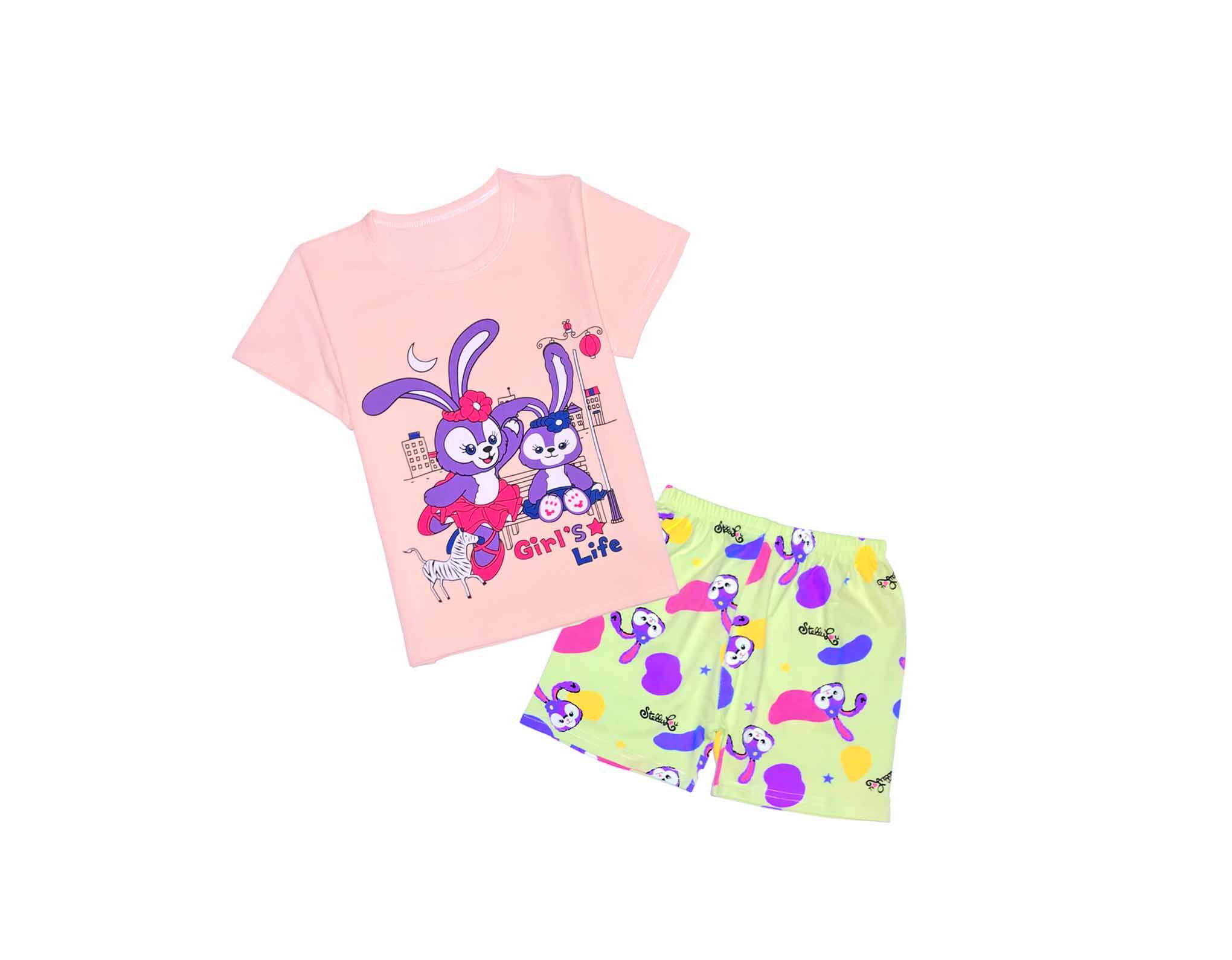 Girls Life Tee & Trouser - Peach & Pistachio