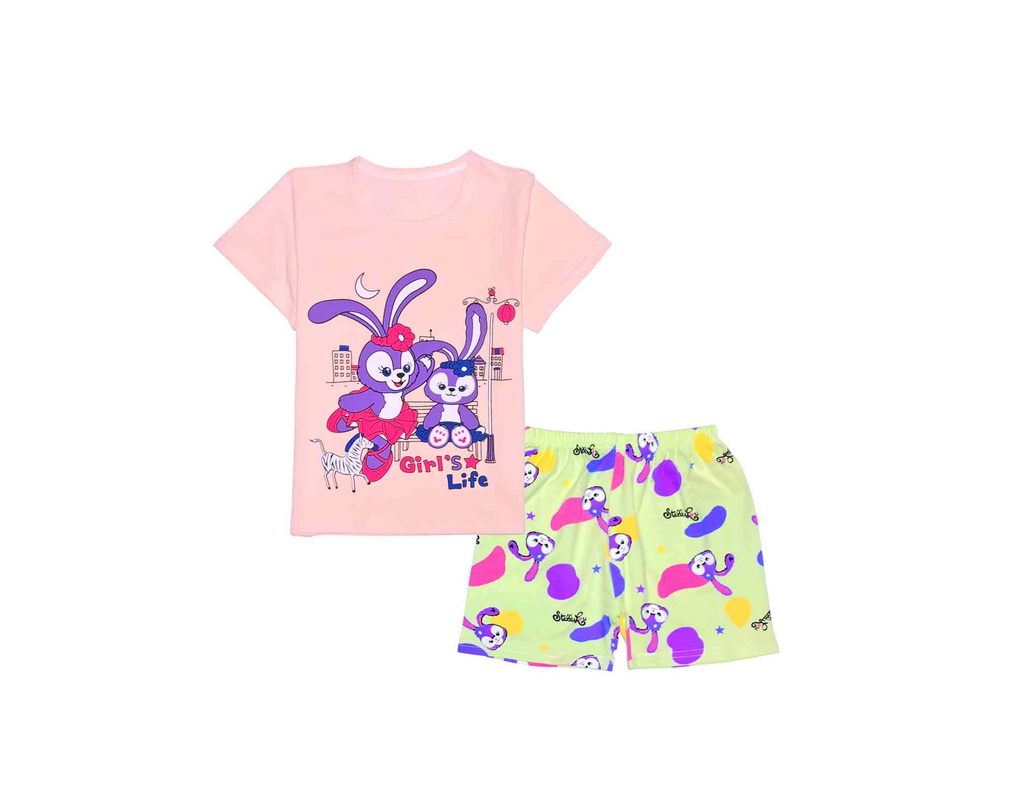 Girls Life Tee & Trouser - Peach & Pistachio