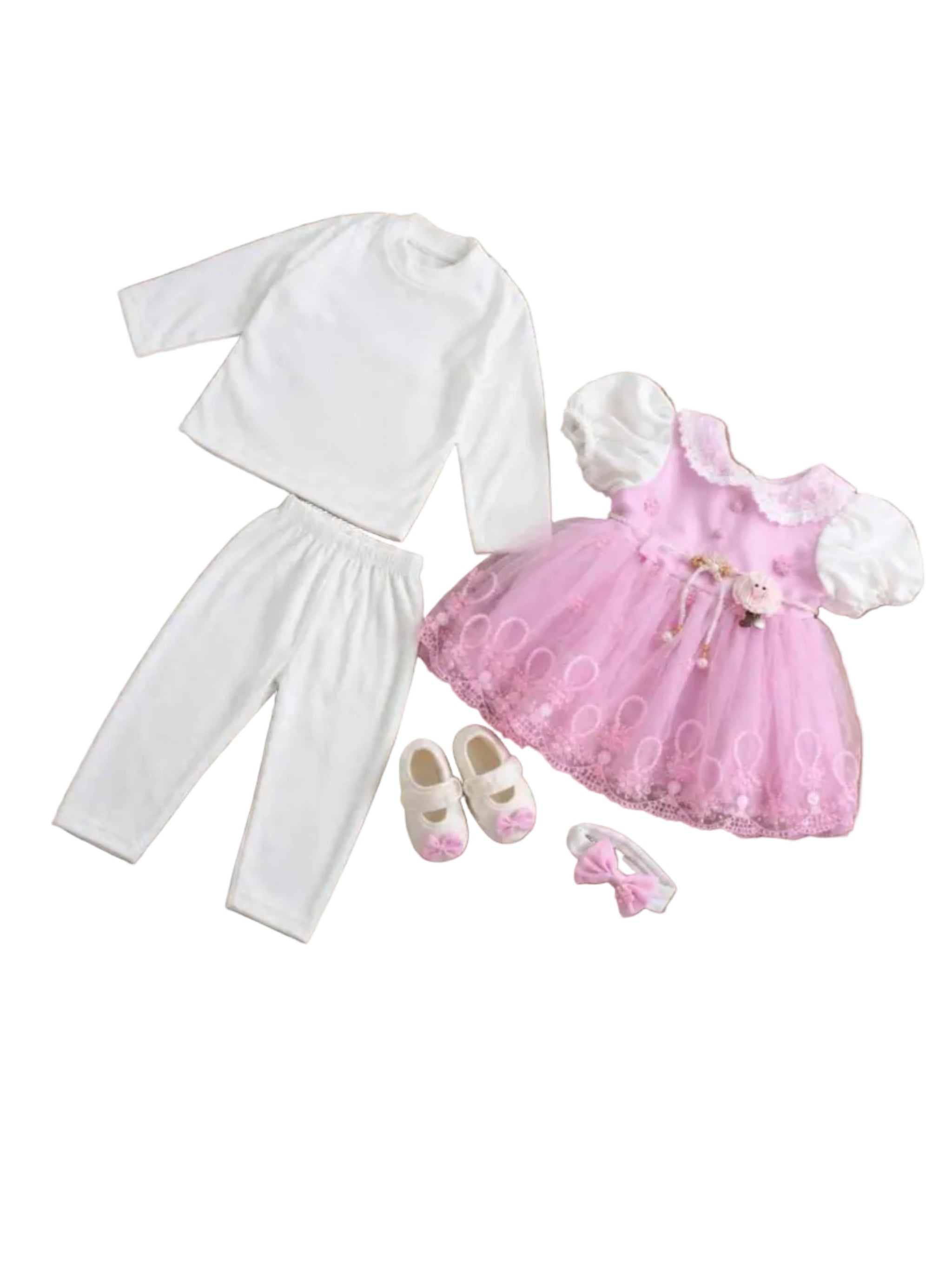 Girls Baby & Kids Garment Complete Set - Pink & White