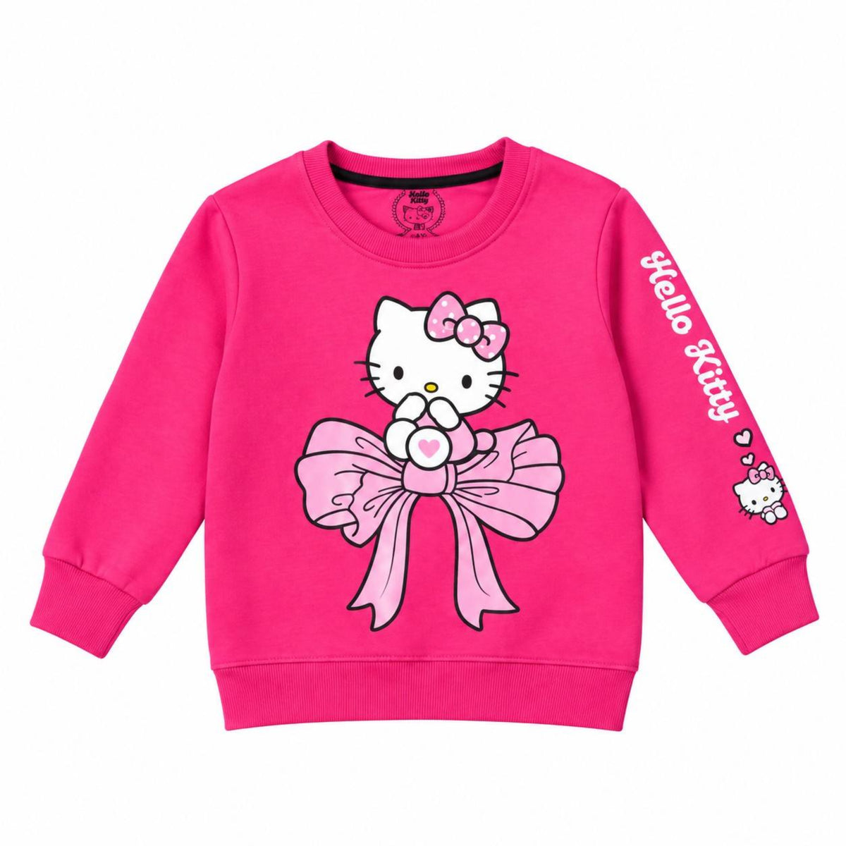 Girls Hello Kitty Bow Fleece Sweatshirt - Pink