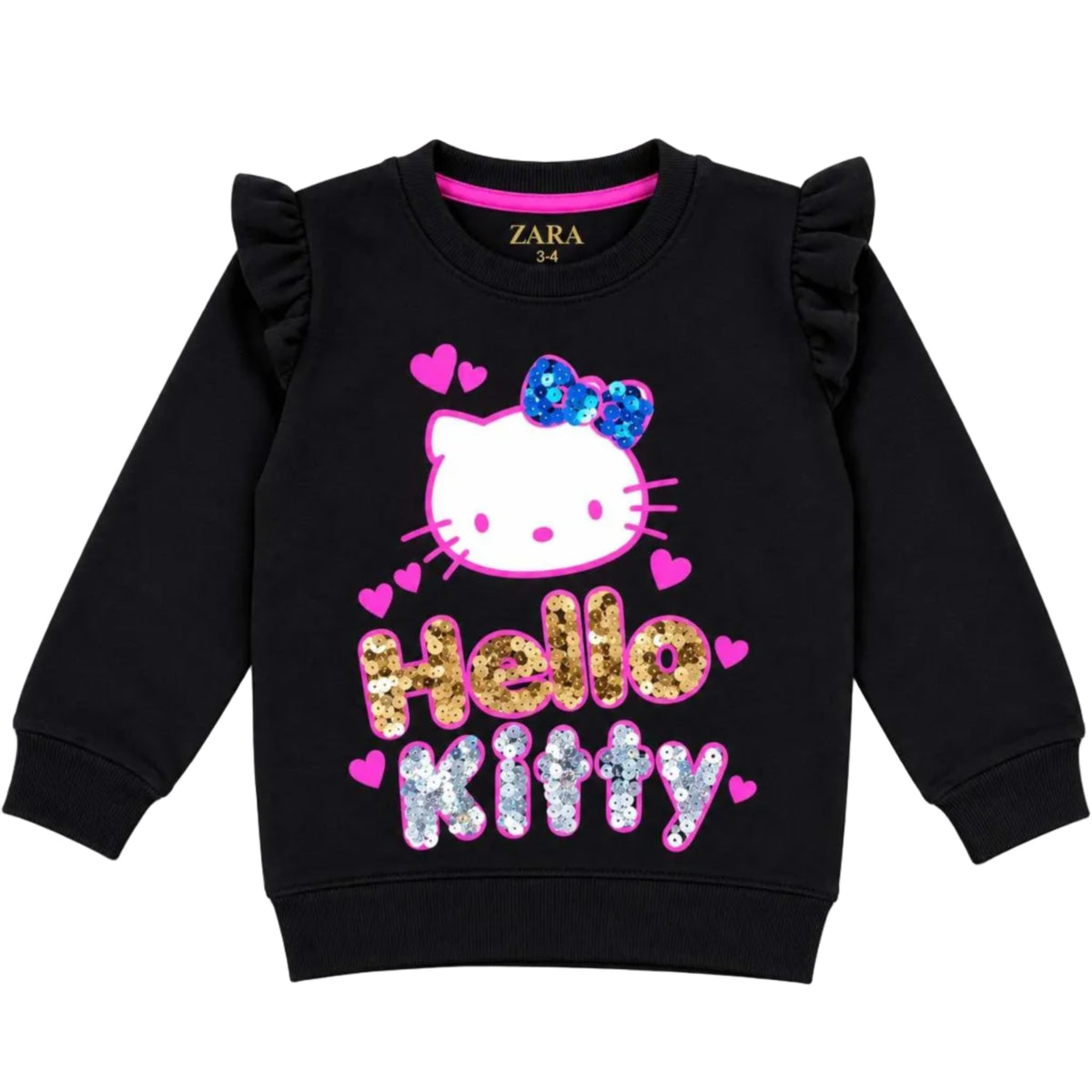 Girls Hello Kitty Sequin Sweatshirt-Black 