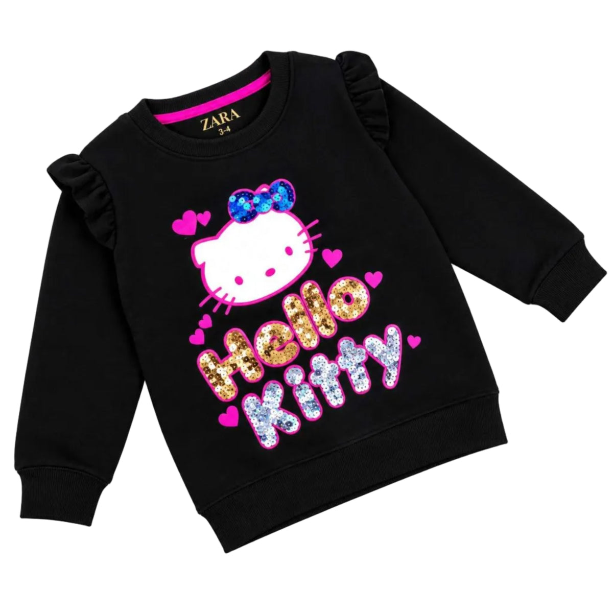 Girls Hello Kitty Sequin Sweatshirt-Black .