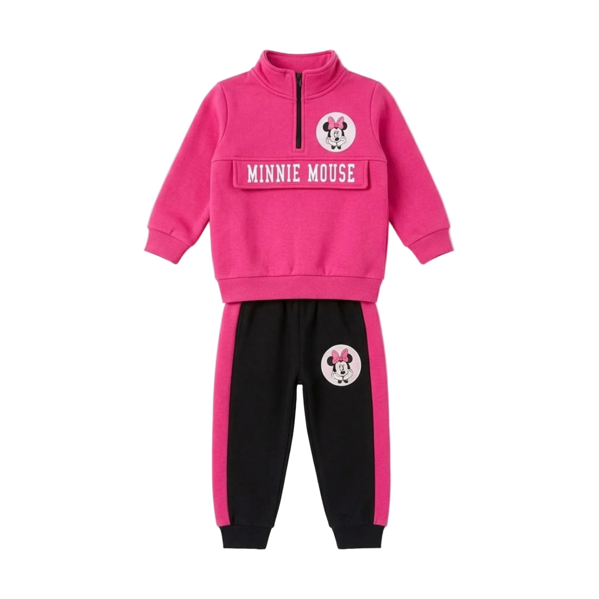Girls Hot Pink Zip Fleece Tracksuit-Baby Pink