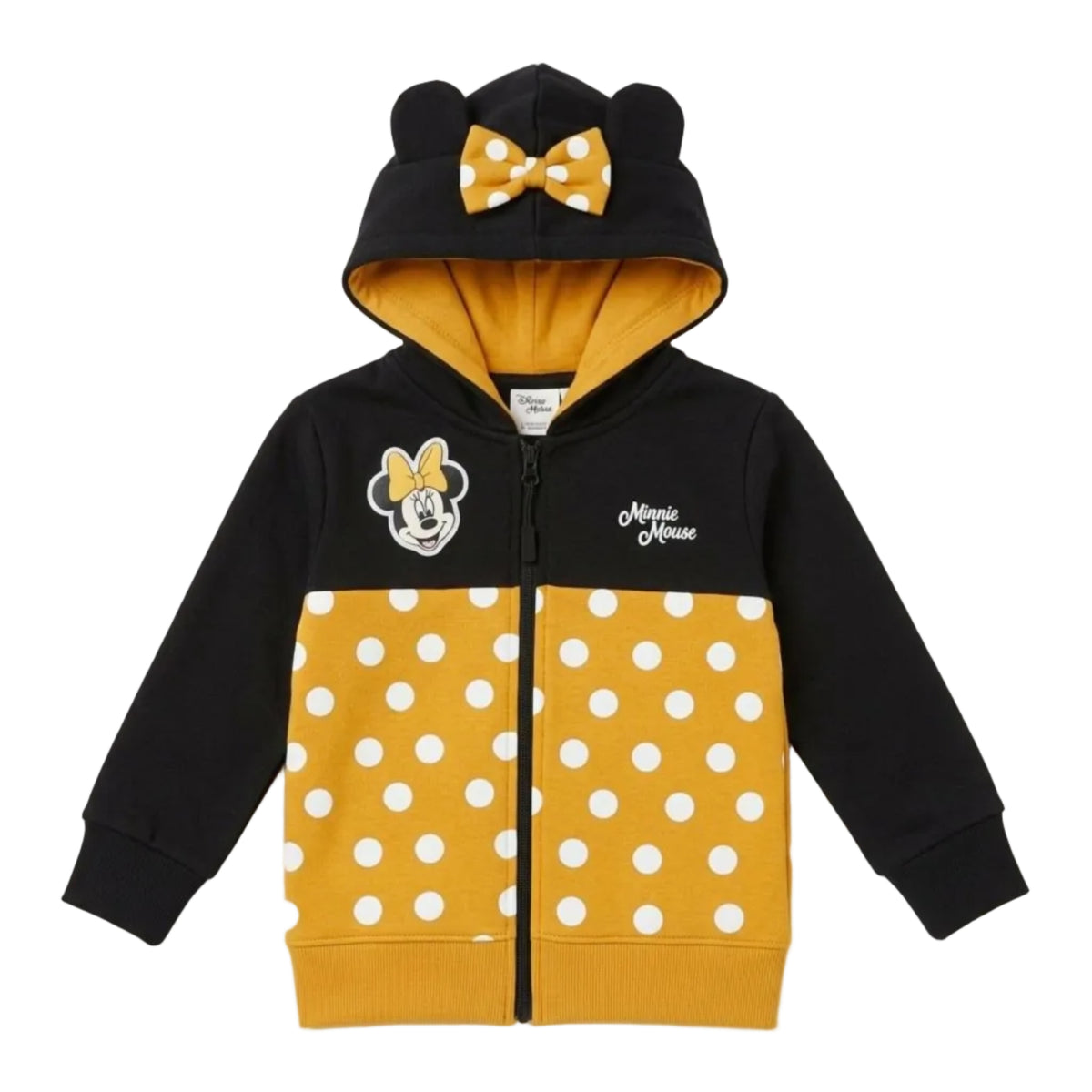 Girls M M Polka Dot Hooded Jacket - Black & Mustered