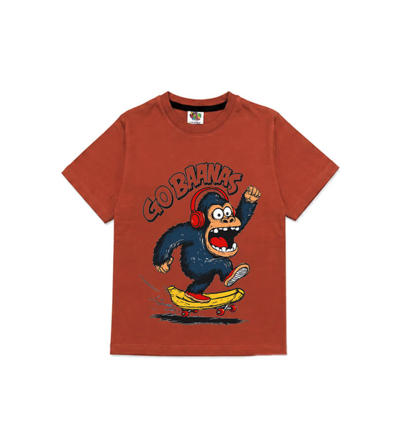 Go Baanas Printed Tee Shirt-Rust_1