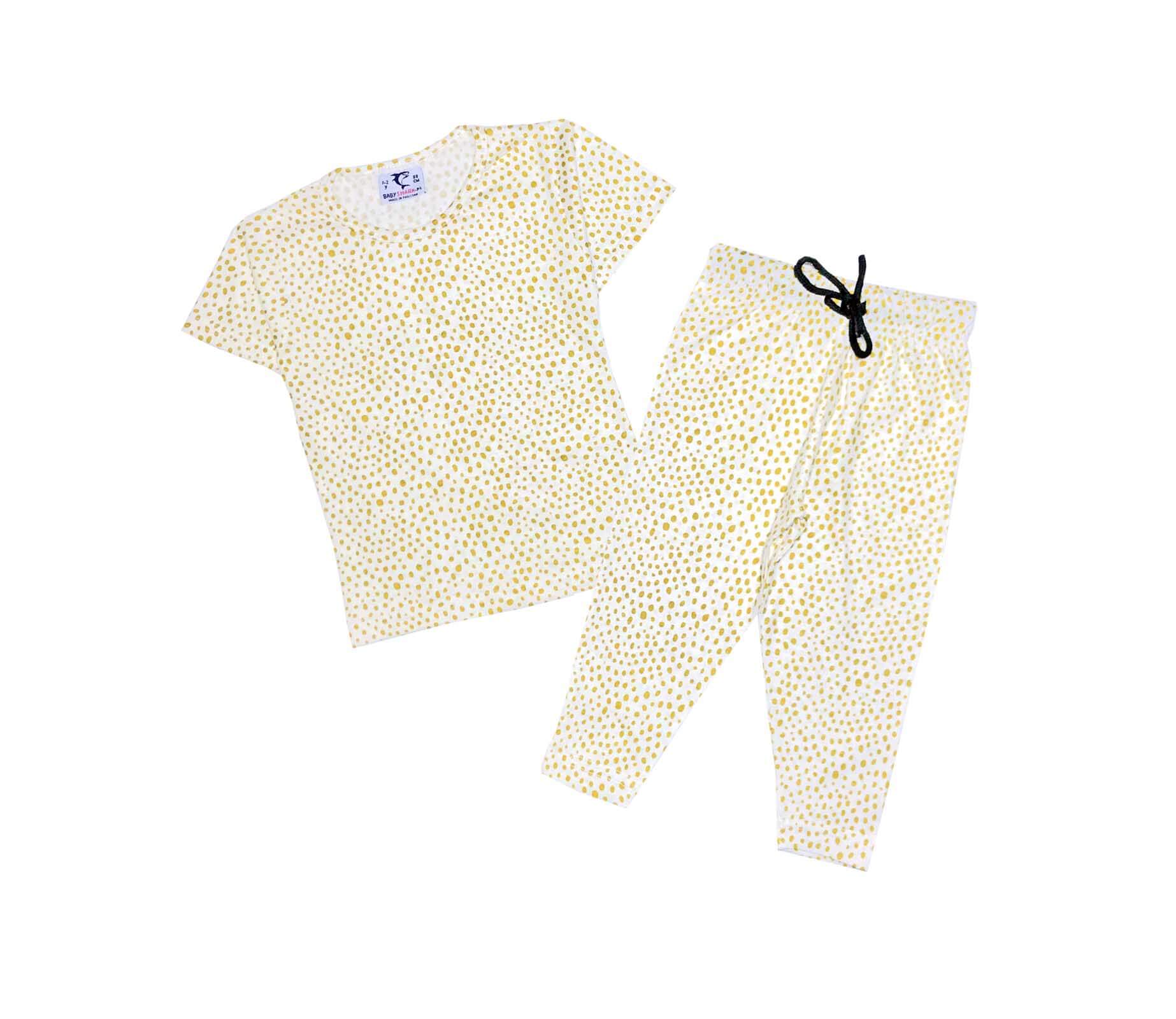 Golden Dots Tee & Trouser - White