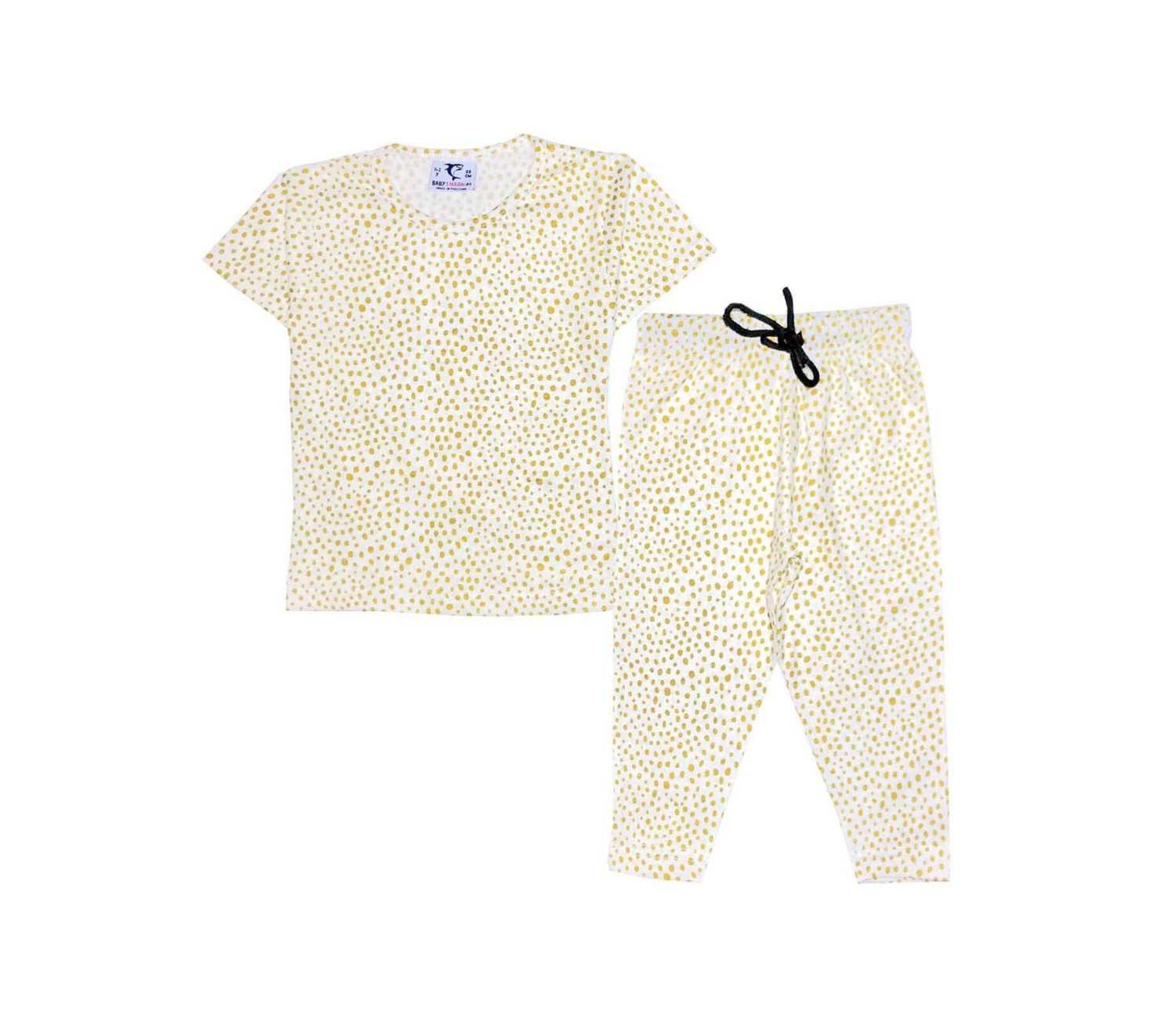 Golden Dots Tee & Trouser - White