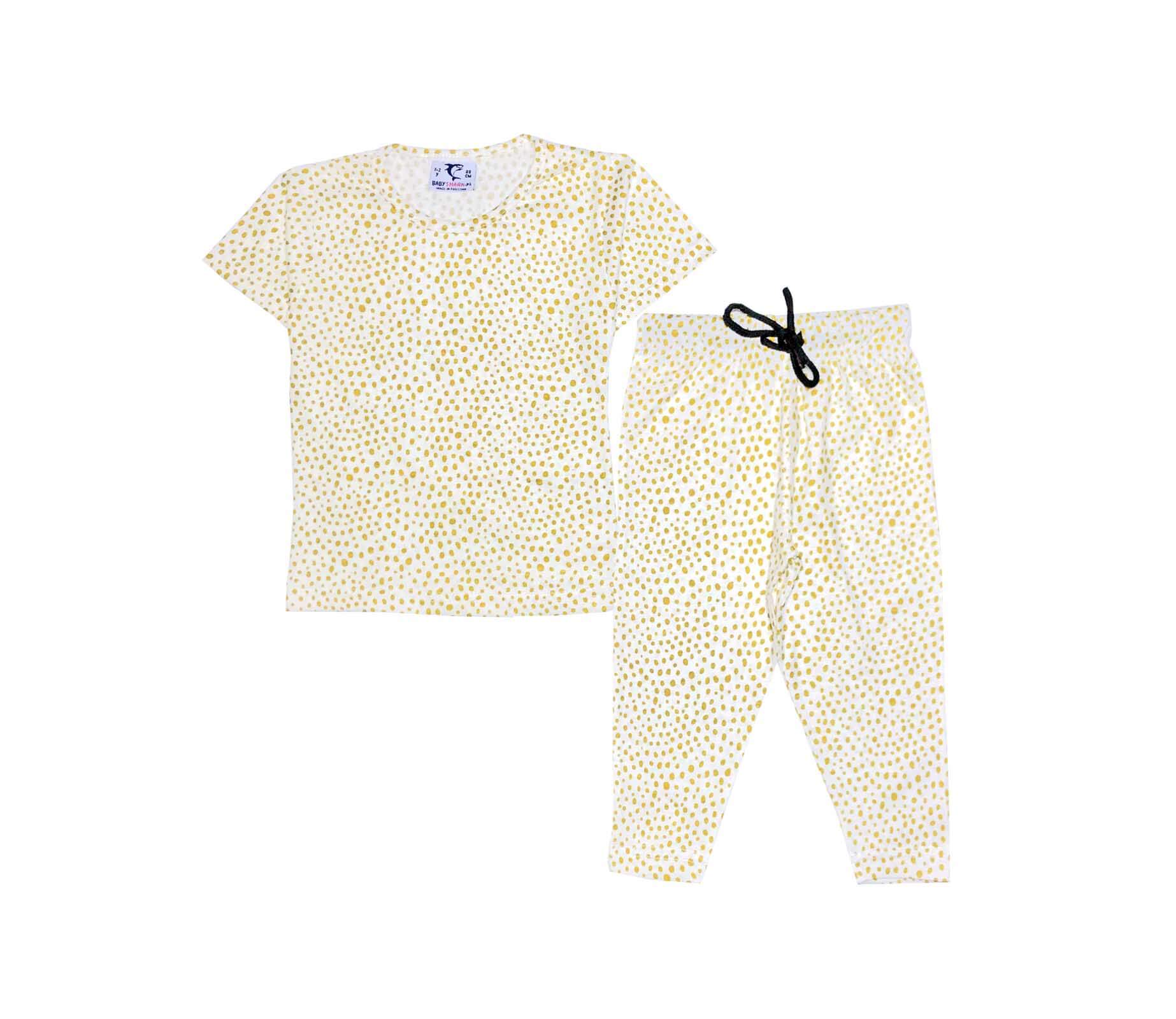 Golden Dots Tee & Trouser - White