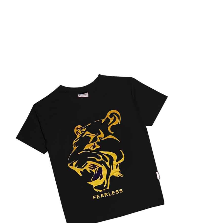 Golden Fearless Lion T-Shirt - Black