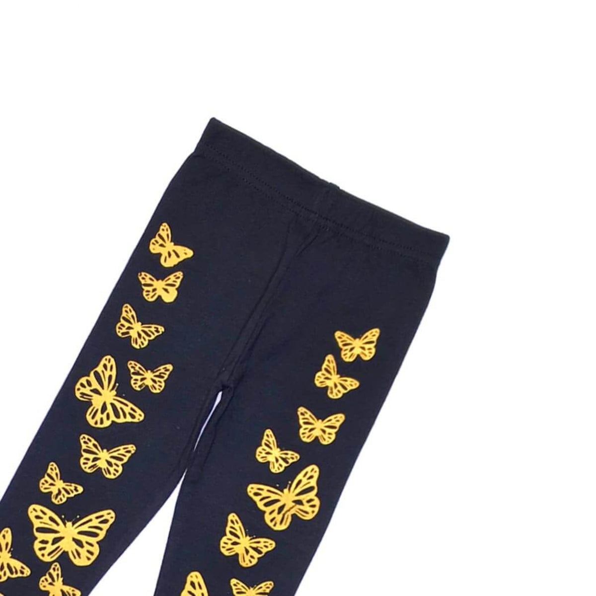 Golden Glitter Butterflies Tights - Black 1