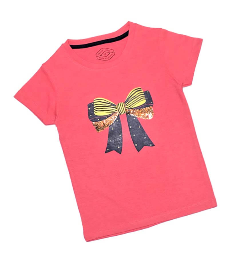 Golden Sequence Bow Tee Shirt - Carrot