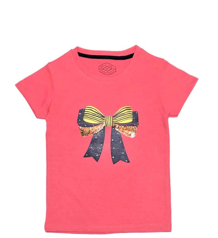 Golden Sequence Bow Tee Shirt - Carrot