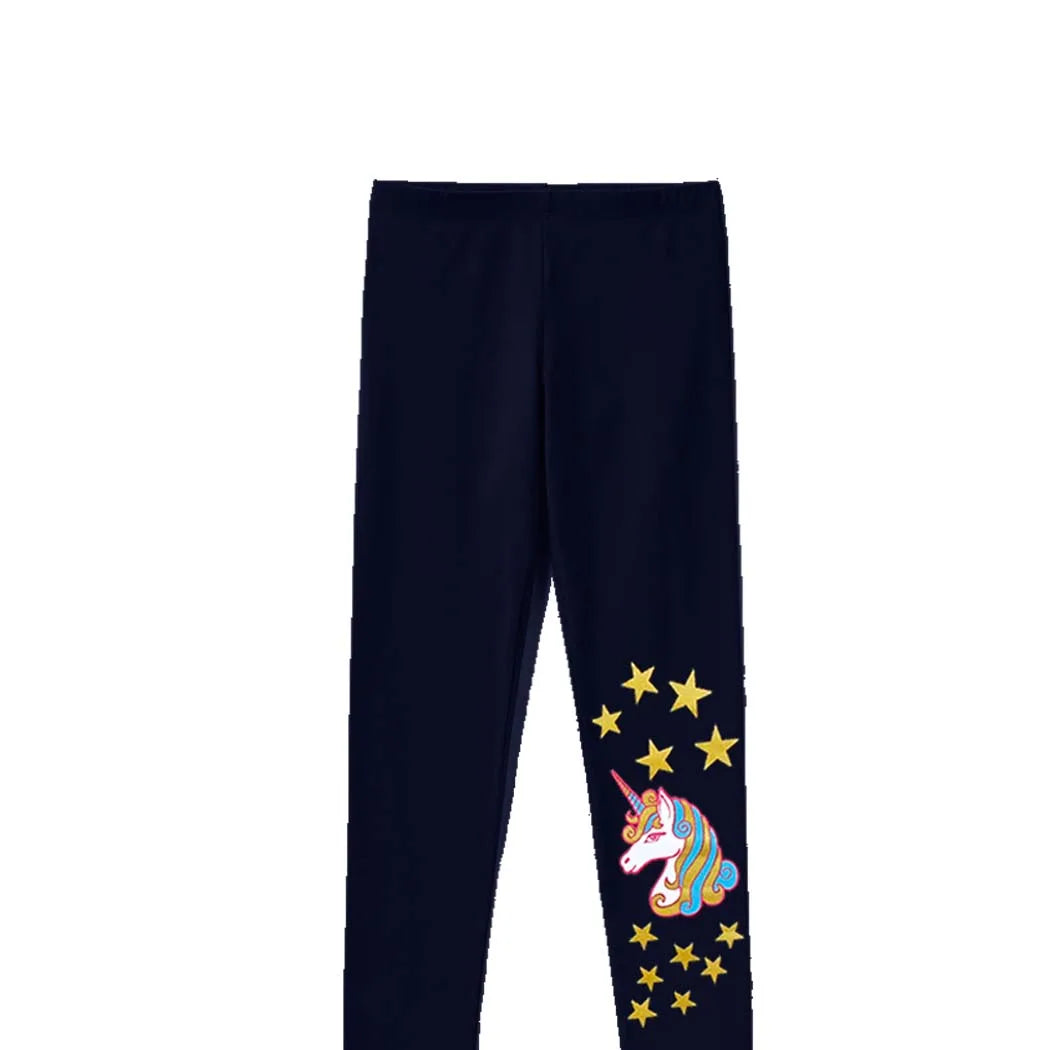 Golden Stars Unicorn  Premium Lycra Tights For Girs - Black