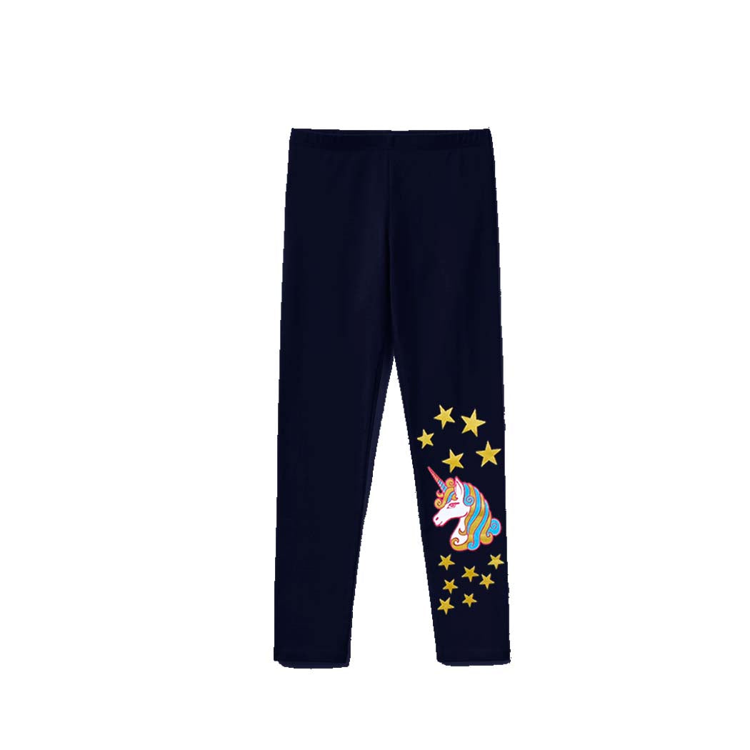 Golden Stars Unicorn  Premium Lycra Tights For Girs - Black
