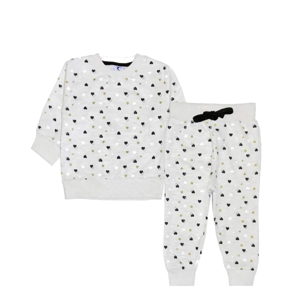 Golden Black Hearts Fleece Tracksuit - Grey