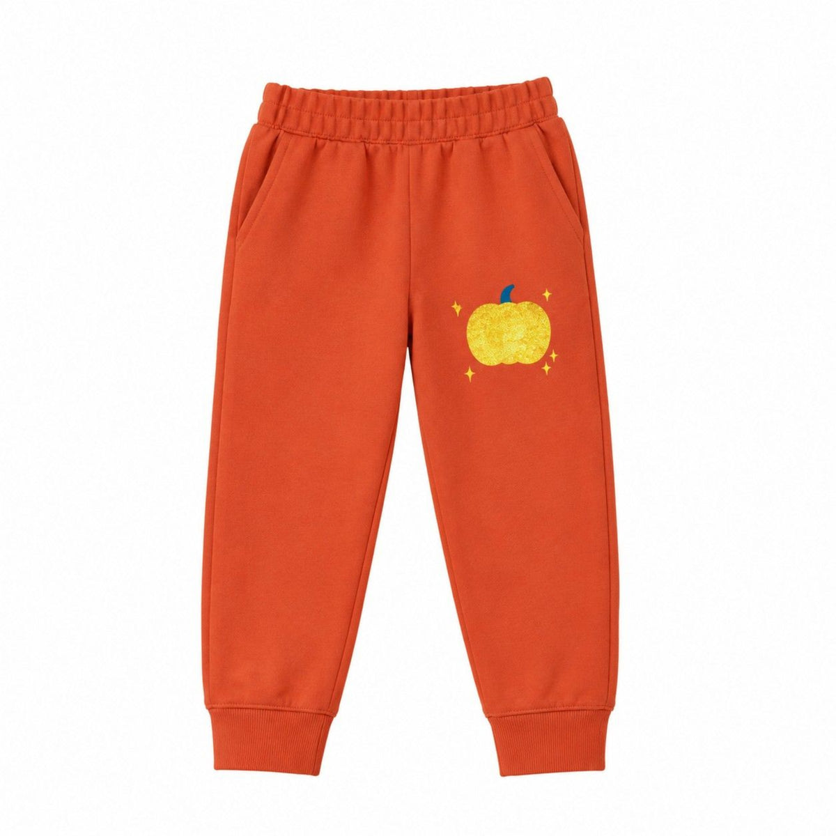 Golden Sequins Pumpkin Fleece Trouser - Rust