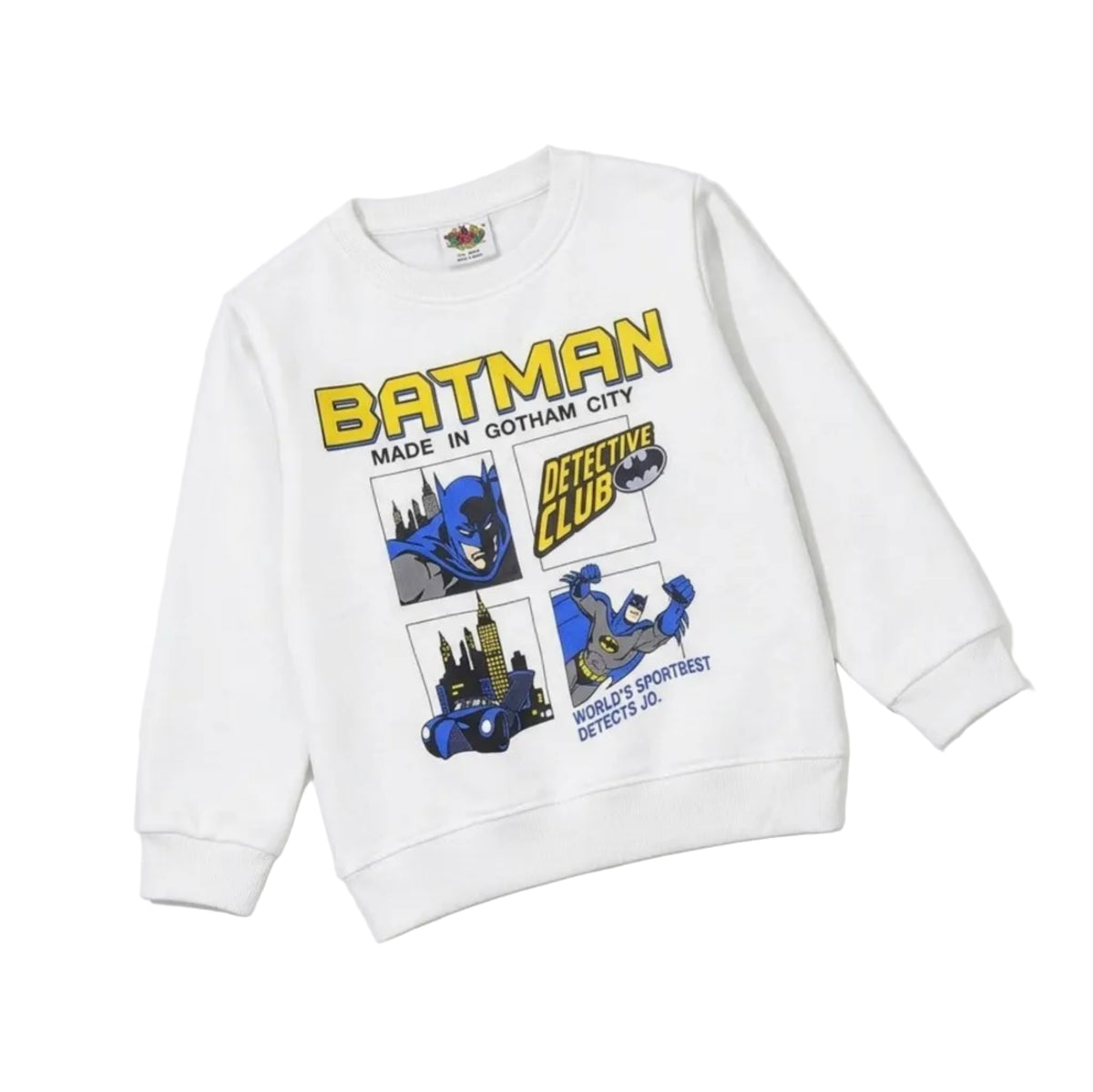 Gotham City BT Detective Club Fleece  Sweatshirt - Off White & Black