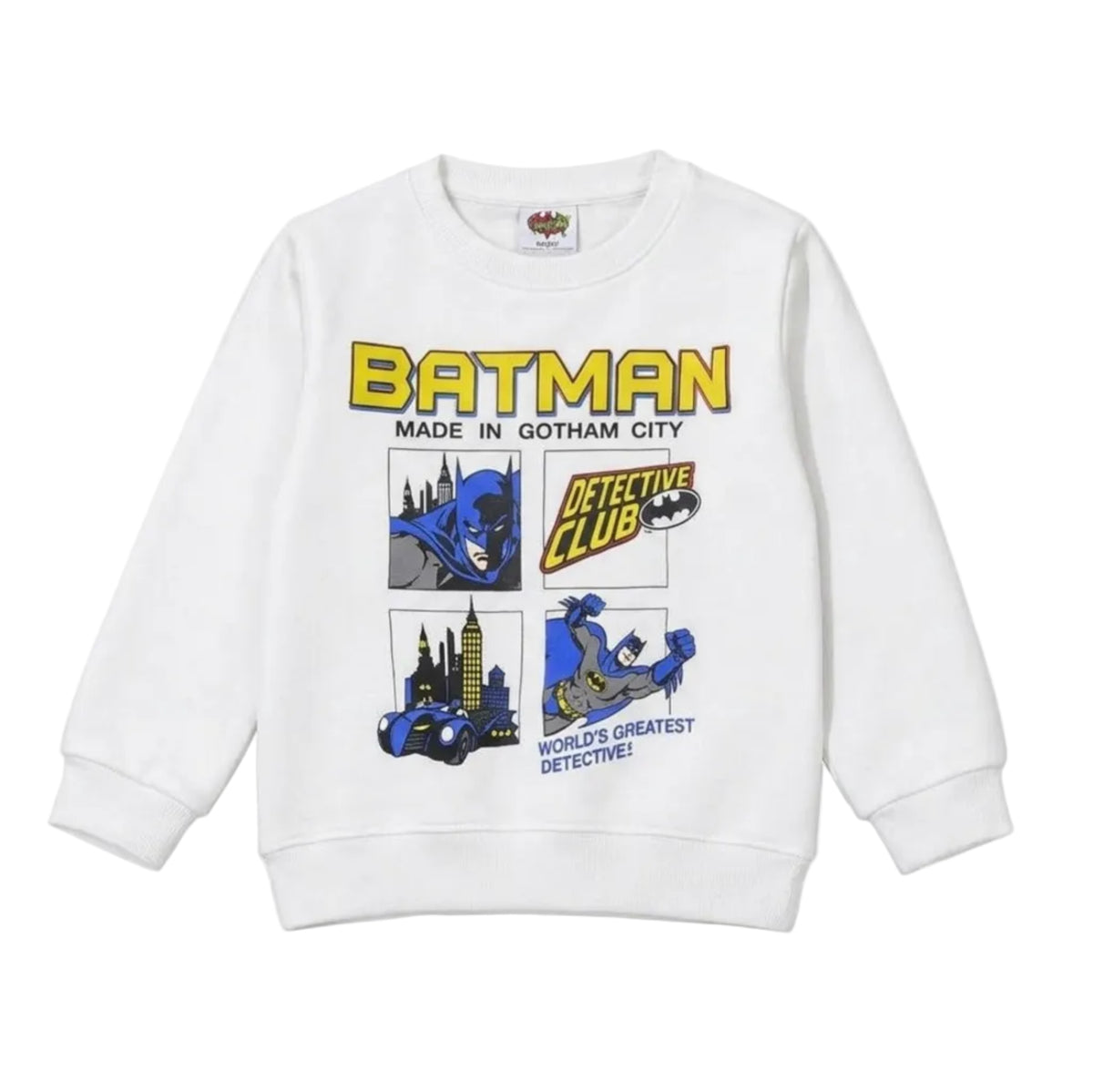 Gotham City BT Detective Club Fleece  Sweatshirt - Off White & Black
