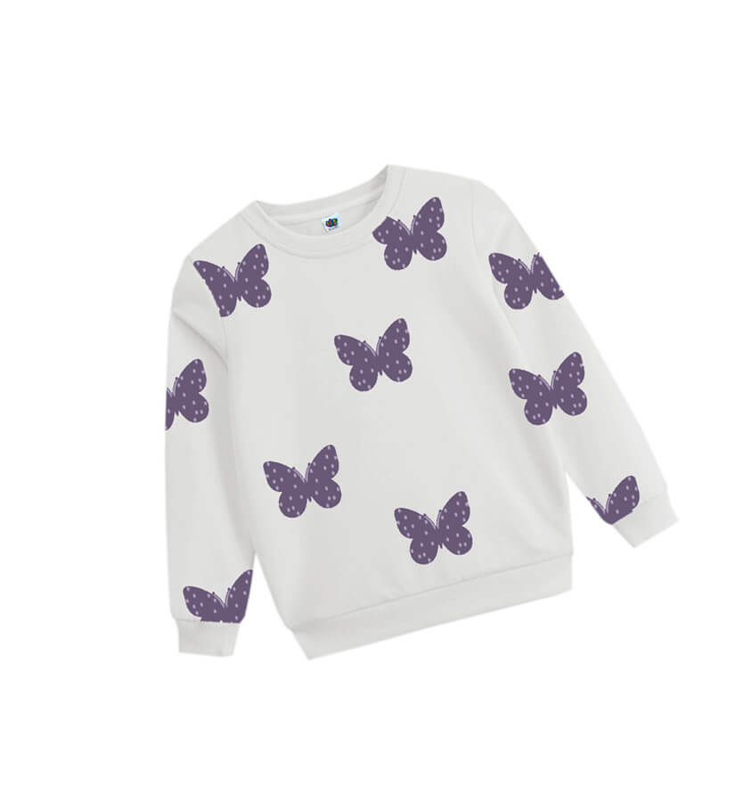Grace Butterflies Fleece Sweatshirt - Off White-1