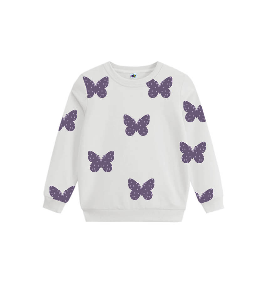 Grace Butterflies Fleece Sweatshirt - Off White