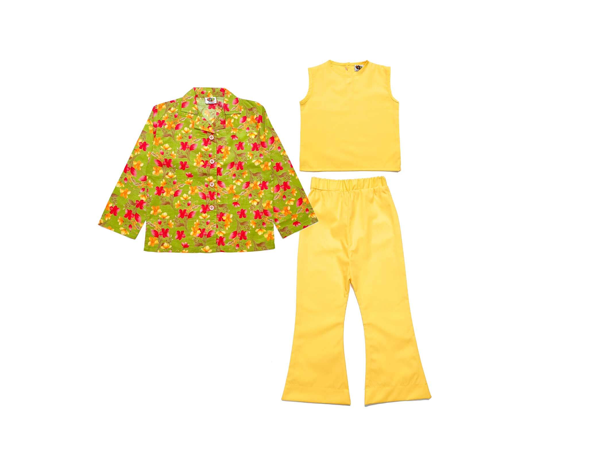 GracefulRedRossesFullSleeveCoatInner_Trouser-Green_Yellow