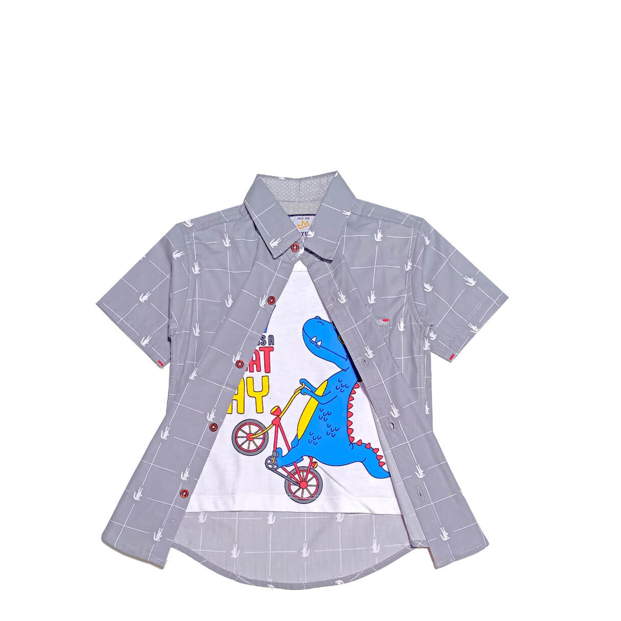 Great Day Crocodile Towfer Casual Shirt - Dark Light Grey