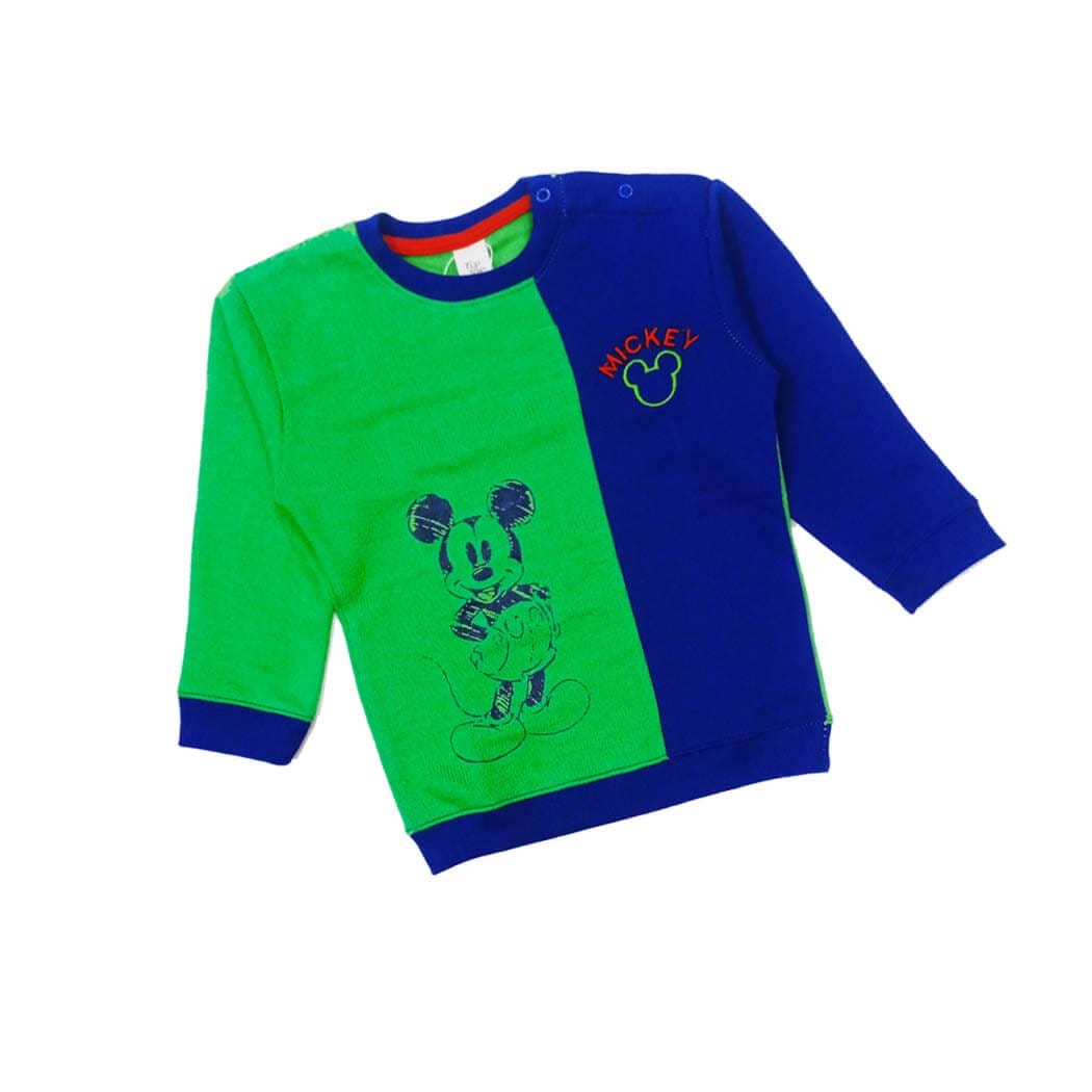 Green &amp; Blue Penal Mickey Light Fleece Sweatshirt - Royal Blue &amp; Green