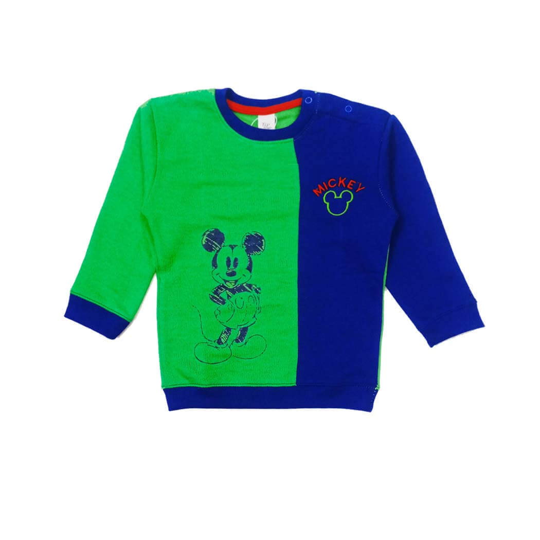 Green &amp; Blue Penal Mickey Light Fleece Sweatshirt - Royal Blue &amp; Green