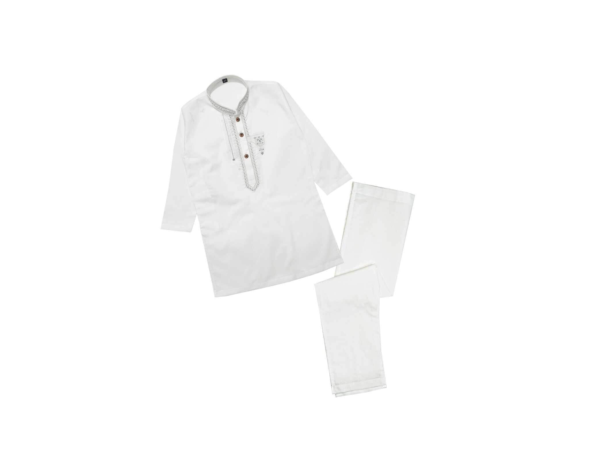 GreenFrontEmbroideredBatchCottonKurta_TrouserSet_OffWhite_1