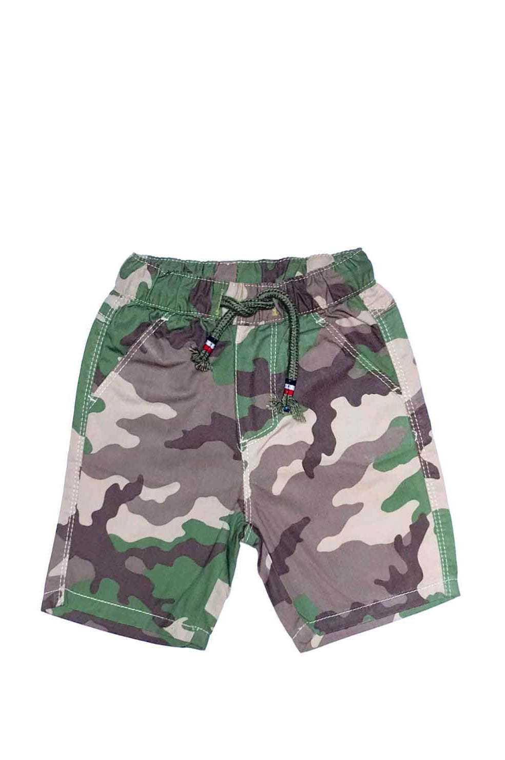 Green Camouflage Print Cotton Shorts