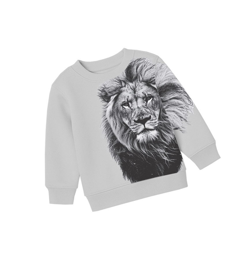 Grey Wild Lion Fleece Sweatshirt Light -Grey-1