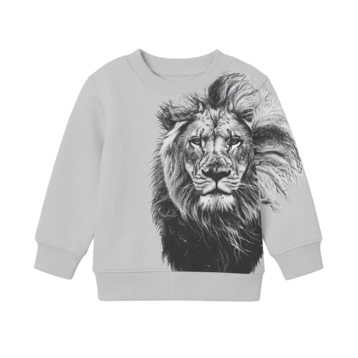Grey Wild Lion Fleece Swirt-Shirt-Light Grey 