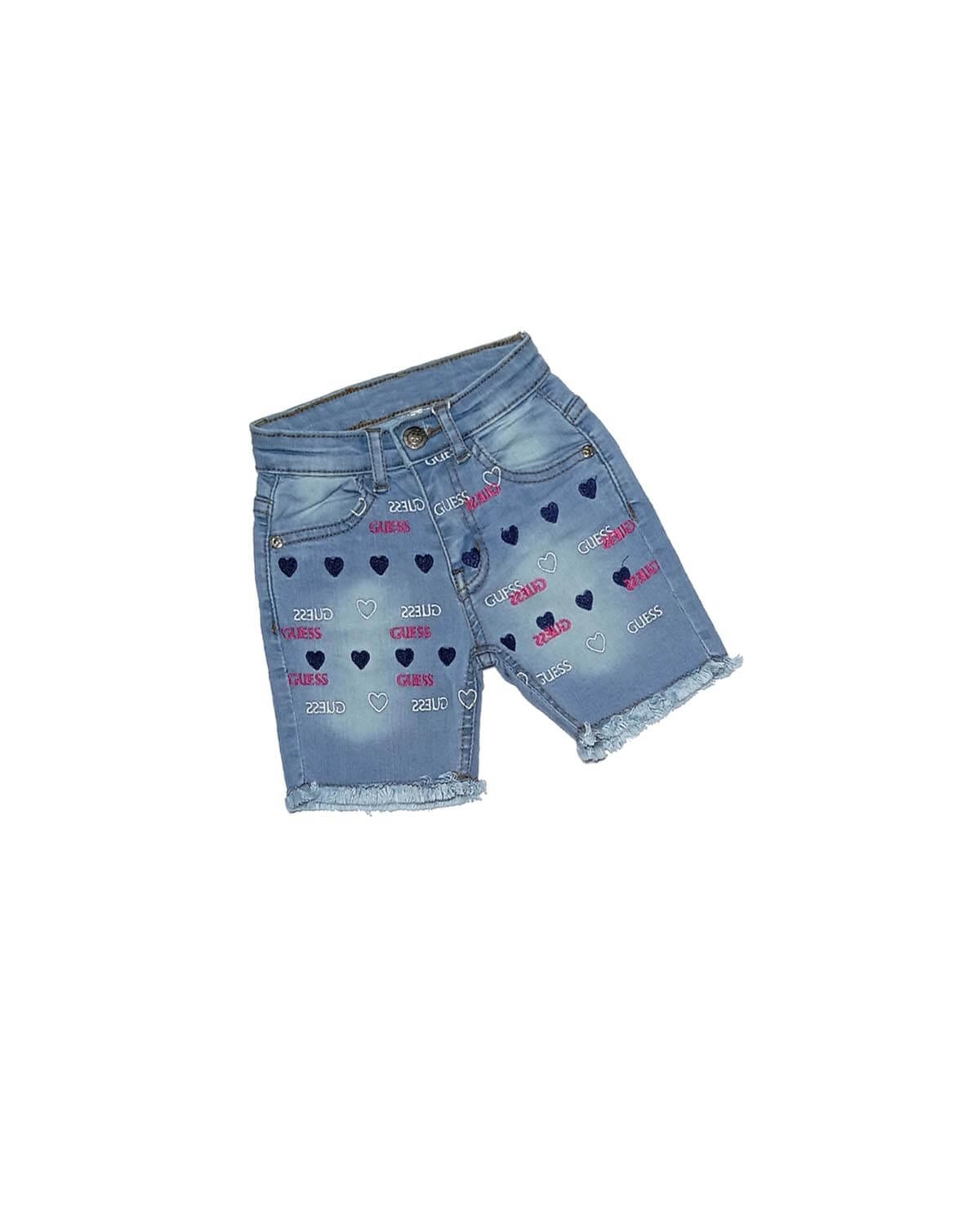 Guess Blue Hearts Denim Short - Sky Blue