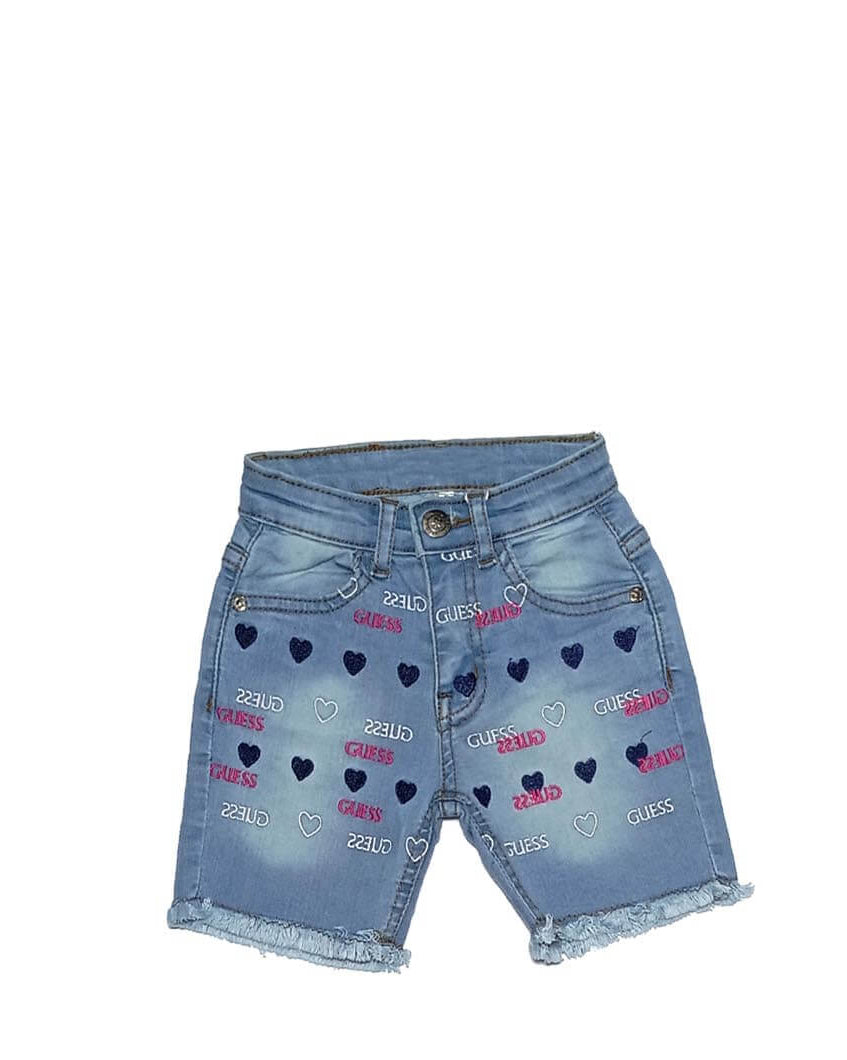 Guess Blue Hearts Denim Short - Sky Blue