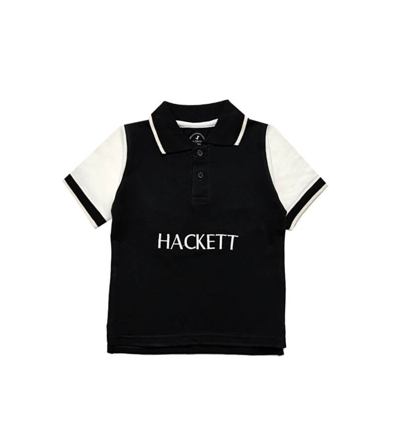 HackettWhitePenalSleevePoloShirt-Black