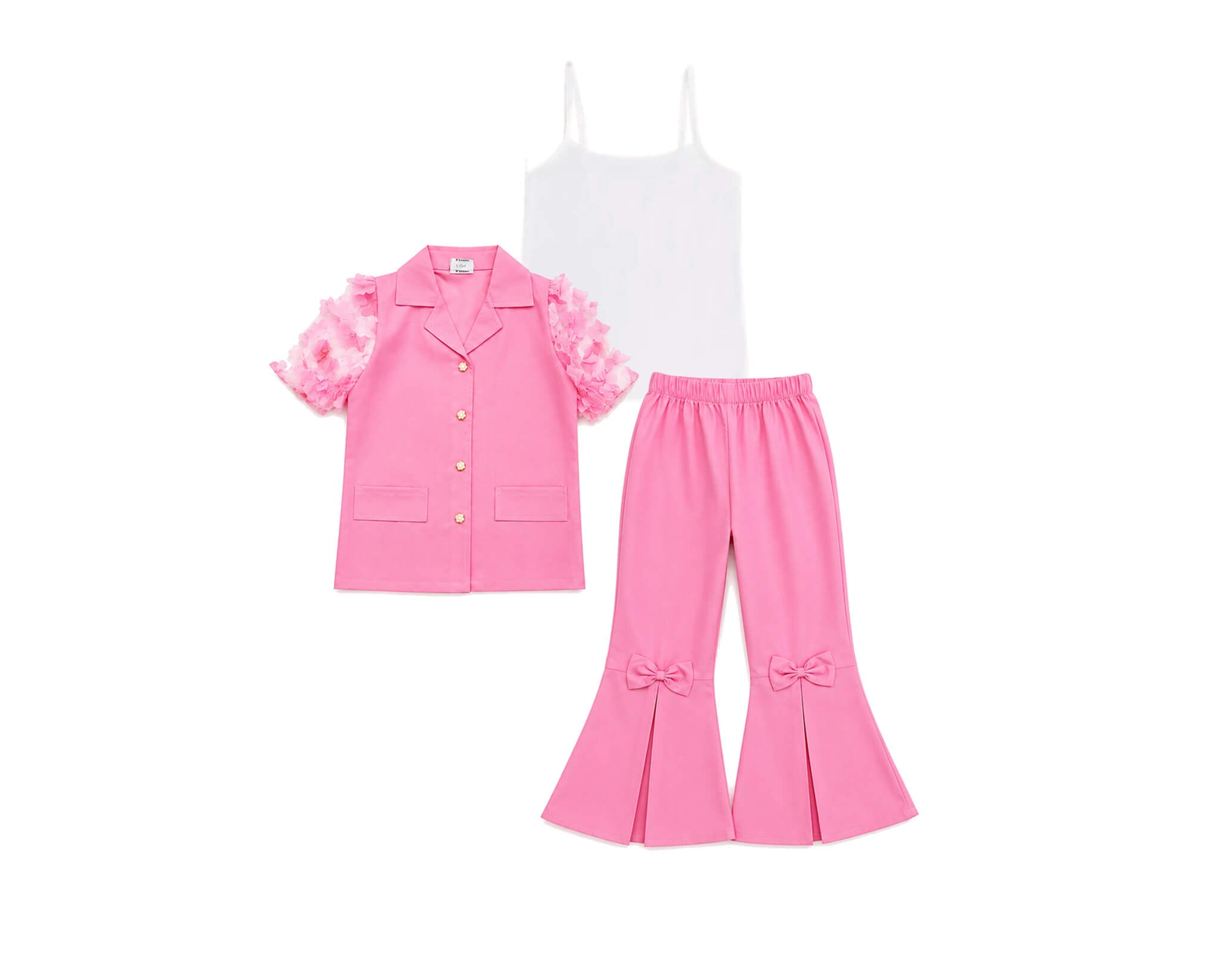 HalfSleeve3DFlowerWithInner_BallBottomTrouserWithBow-Pink_White