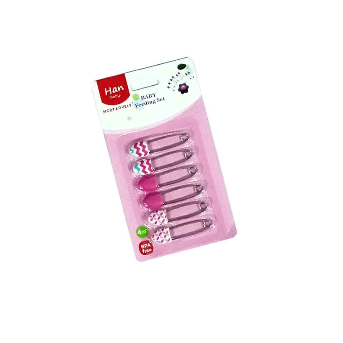 Han Baby Multi-purpose Baby Safety Pin Pins 6 Pcs - Multi Pink