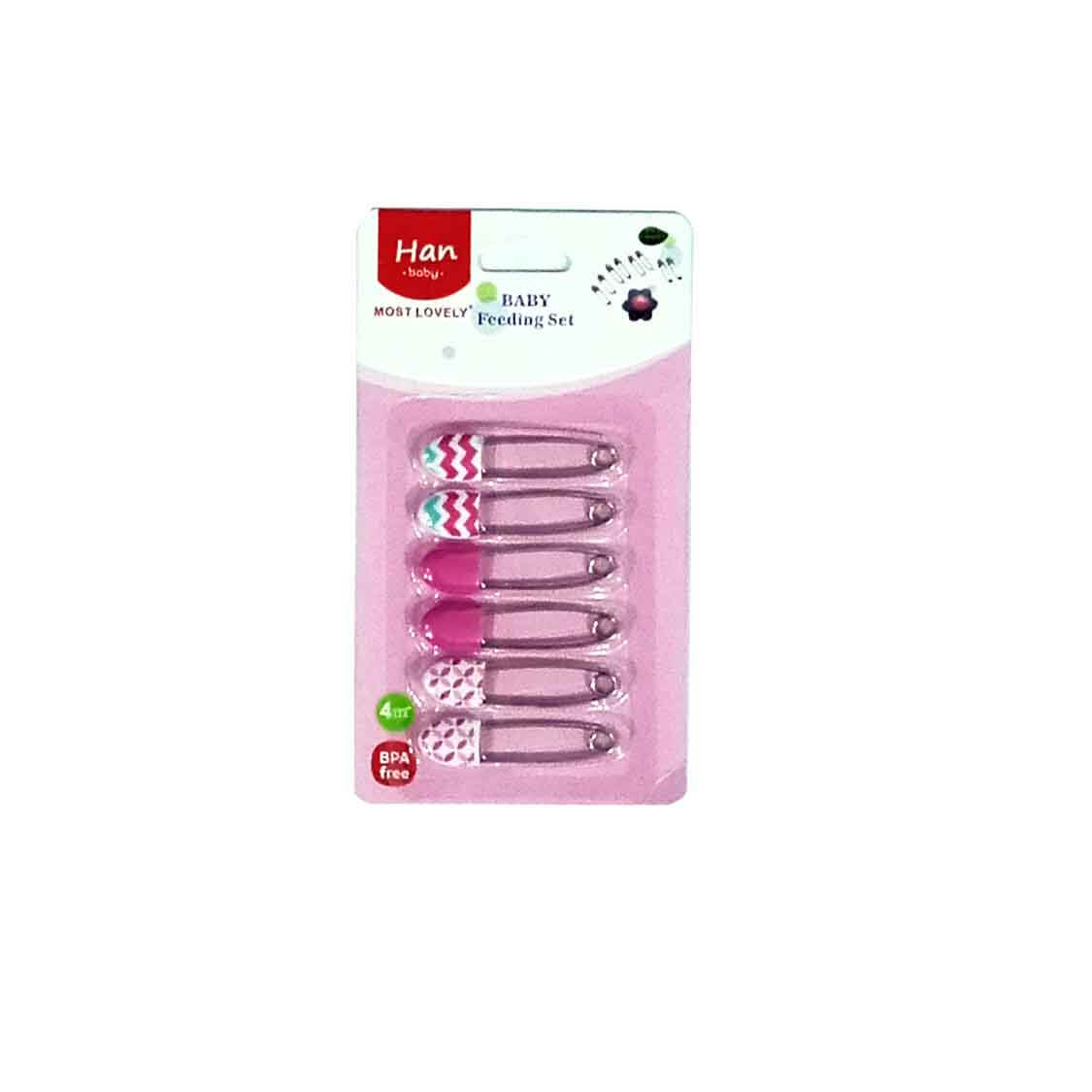 Han Baby Multi-purpose Baby Safety Pin Pins 6 Pcs - Multi Pink