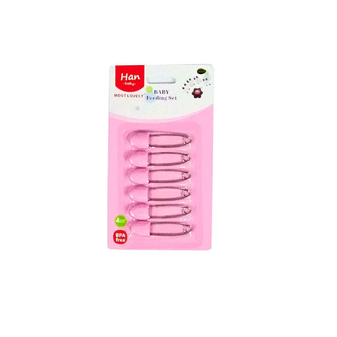 Han Baby Multi-purpose Baby Safety Pin Pins 6 Pcs -Pink