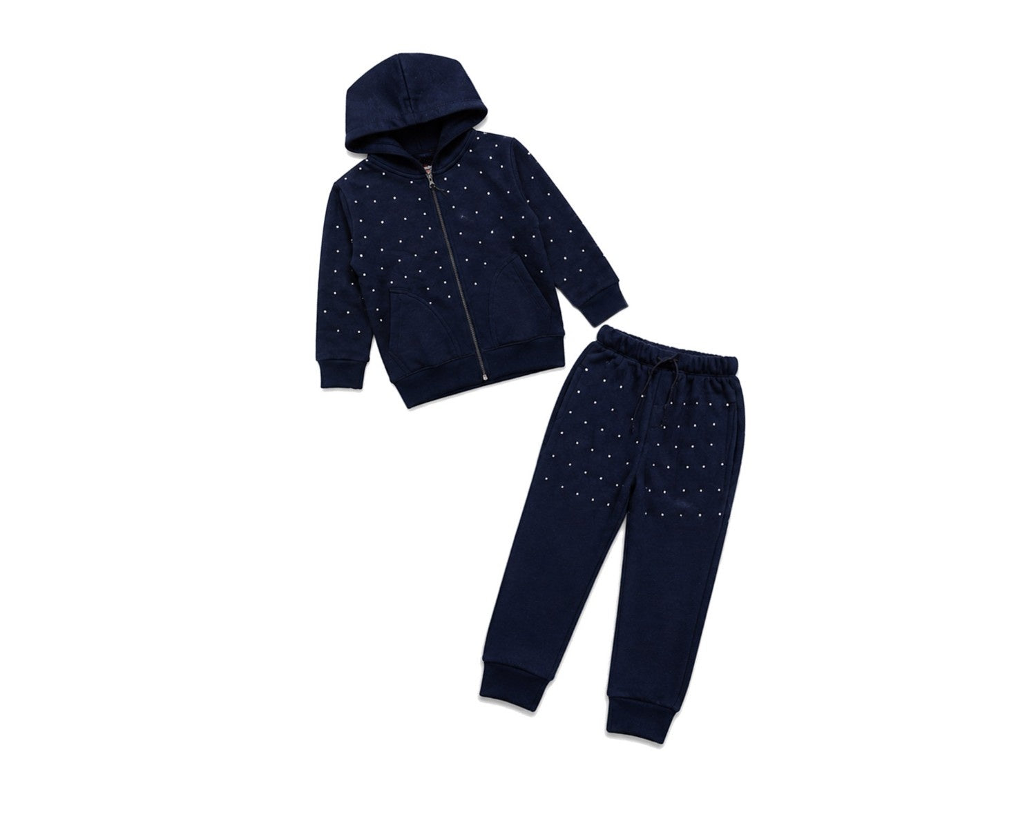 Hand Made Pearls Work Fleece Hoodie Tracksuit - Navy Blue-1