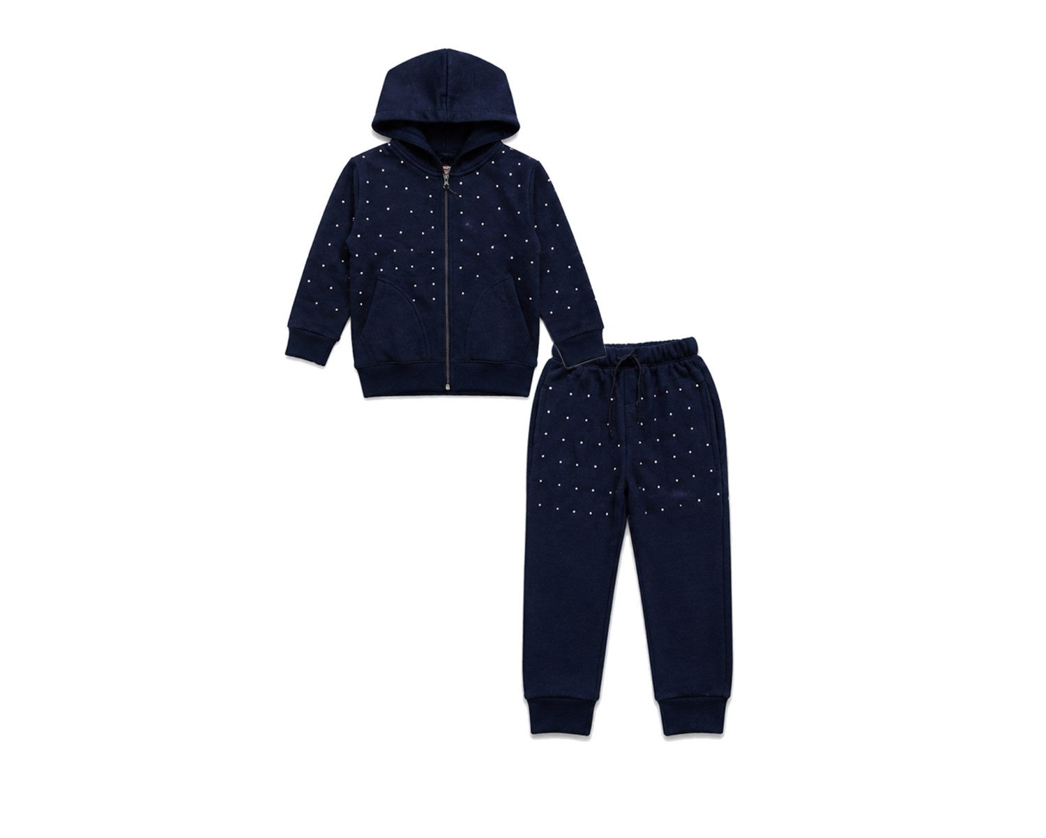 Hand Made Pearls Work Fleece Hoodie Tracksuit - Navy Blue