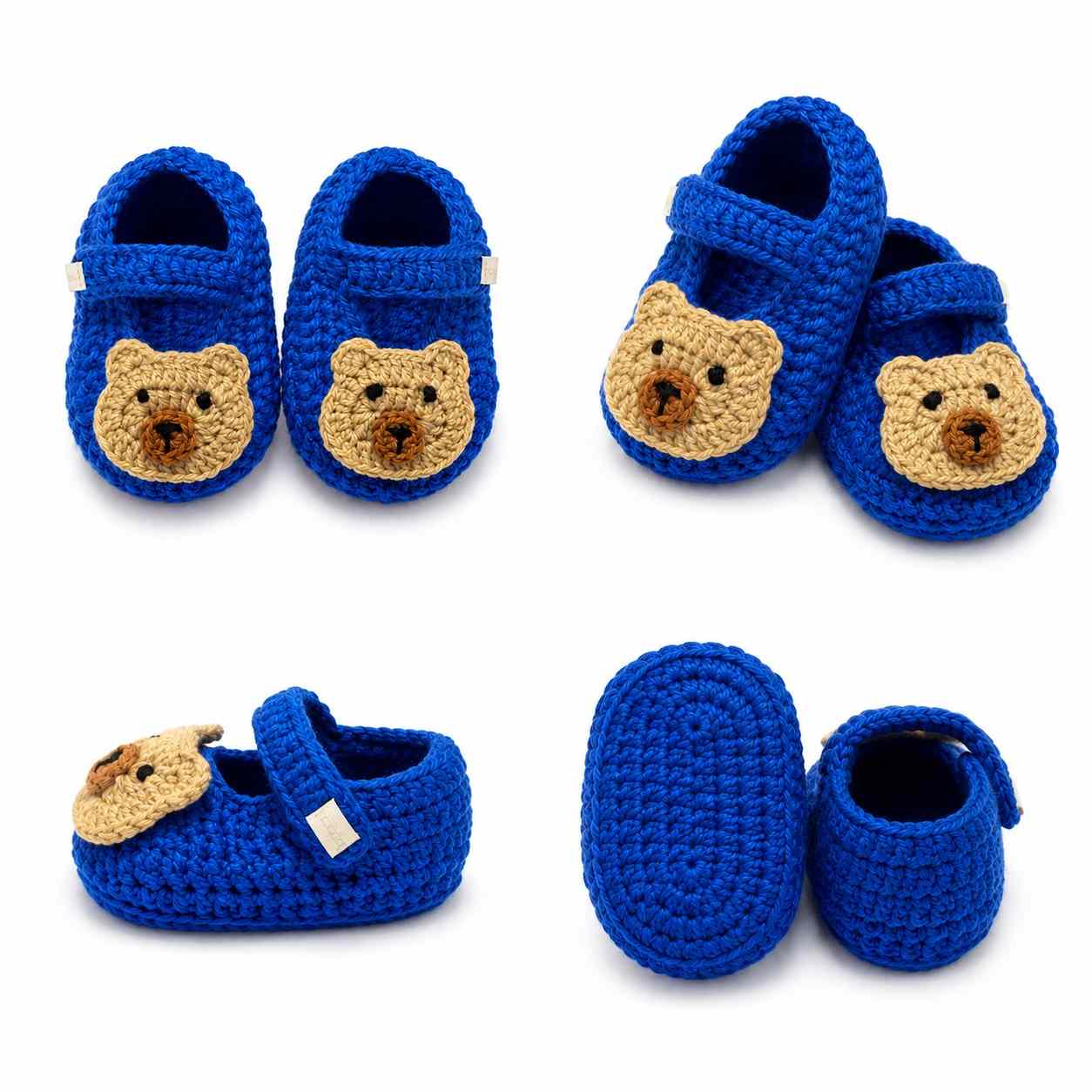 Handmade Baby Bear Booties - Royal Blue