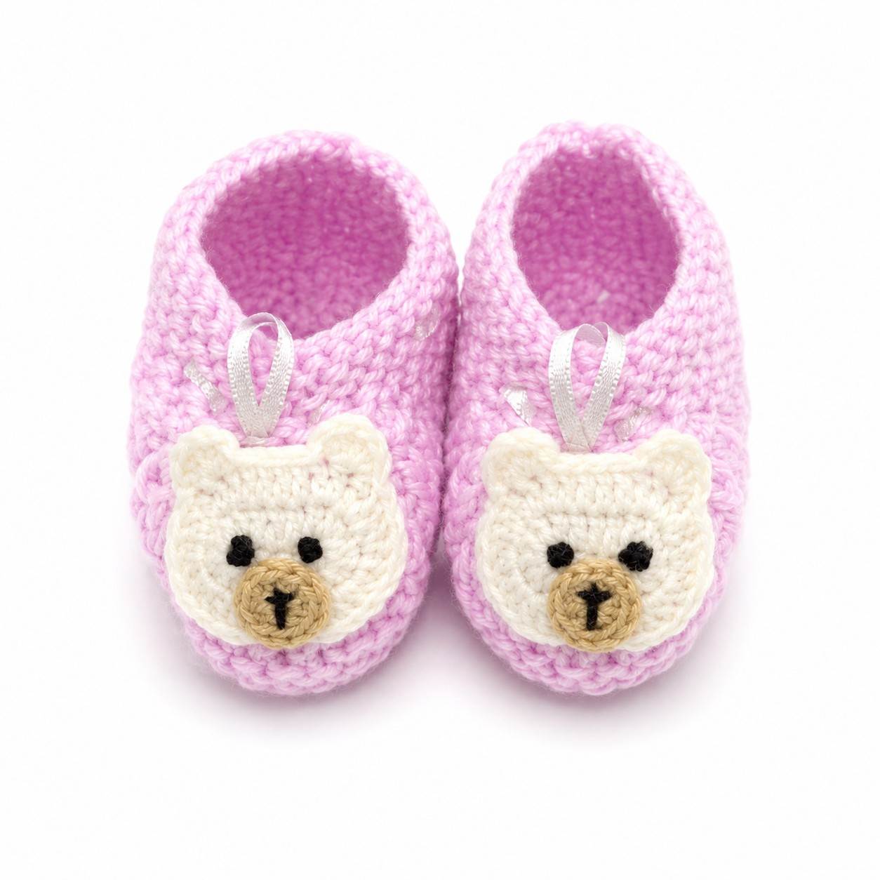 Handmade Baby Bear Booties - Soft Purple