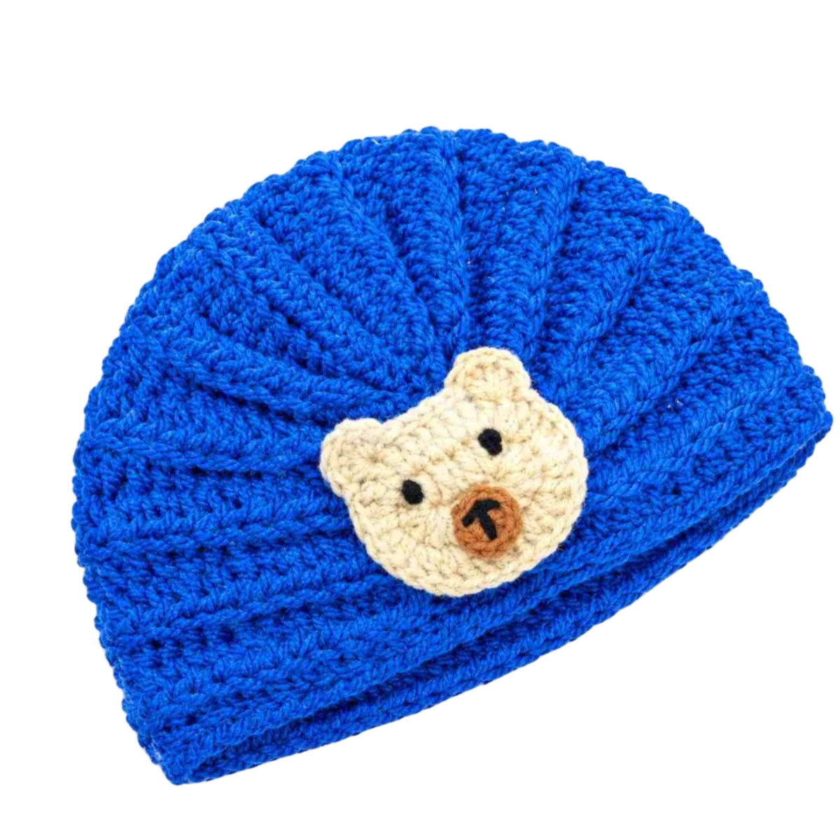 Handmade Knitted Baby Beanie-Royal Blue.