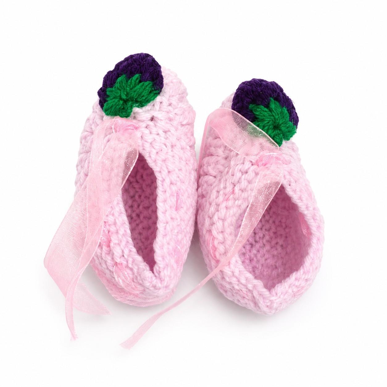 Handmade Purple Strawberry Booties - Soft Purple