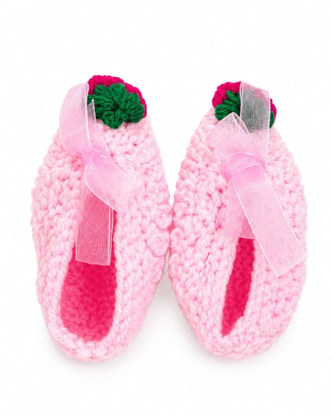 Handmade Red Strawberry Booties - Soft Purple
