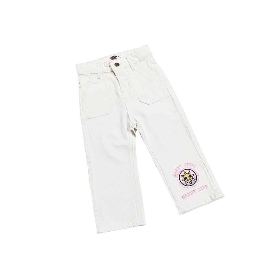 Happy Life Smile Denim Pant - Off White