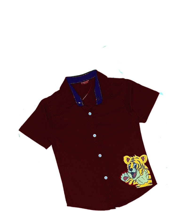 Happy Lion Baby Cotton Casual Shirt - Maroon