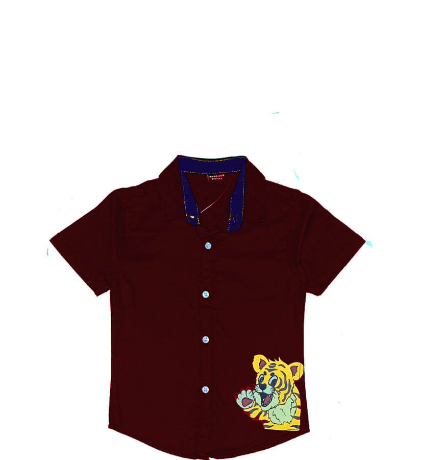 Happy Lion Baby Cotton Casual Shirt - Maroon